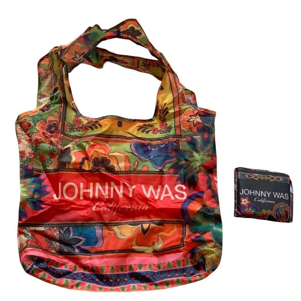New 2 Johnny Was boho foldable SHOPPING Nylon Tote Bags LOT